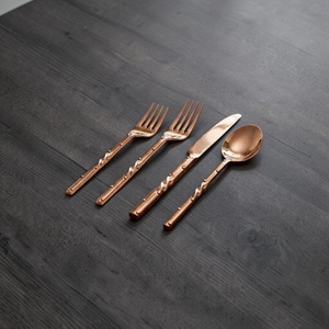 Rose Gold Plated Cutlery Set <b>Mirror</b> Finish Long Handle Modern Design Durable Metal Spoon Fork Knife Set - Product Image 4