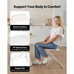 Paquete de 6 Sillas Plegables Portátiles Apilables para Interiores con Estructura Metálica Resistente y Mesa Plegable de Plástico - Product Image 4