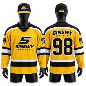 เสื้อฮอกกี้น้ำแข็ง SINEWY สำหรับผู้ชาย สีดำลายเหลือง แขนยาว คอวี ระบายอากาศได้ดี ซับเหงื่อ ผลิตจากผ้าฝ้ายผสมใยไผ่ - Product Image 5
