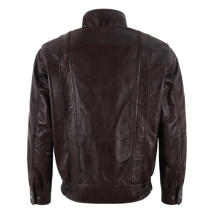 Chaqueta Bomber Personalizada 100% Cuero Napa Genuino para Hombre, Cierre de Cremallera YKK, Forro de Poliéster Encerado, Múltiples Bolsillos, Venta al Por Mayor - Product Image 5