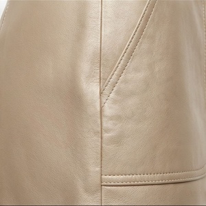 Jupe courte en similicuir beige pour femme, style moto, taille haute, fermeture éclair sur le devant - Product Image 5