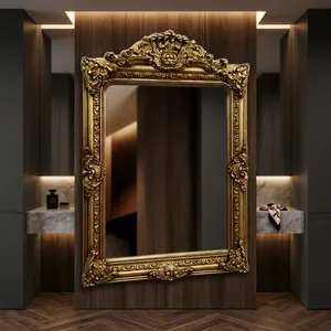 Antique <b>Gold</b> Ornate Wall <b>Mirror</b> with Carved Floral <b>Frame</b> for Luxury Living Room Bedroom Hallway and Elegant Home Decor Interiors - Product Image 4