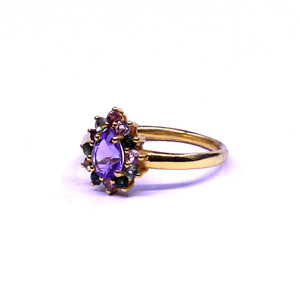 Bague Classique pour Femme en Argent Sterling 925 Plaqué Or avec Améthyste et Multi-Tourmaline, Idéale pour les Mariages - Product Image 6