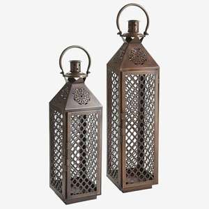 Antique Lanterns <b>Tealight</b> Candle <b>Holder</b> <b>Hanging</b> Lanterns Set of 2 For Ramadan Eid Home Decoration Accessories - Product Image 2