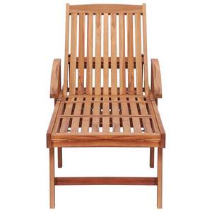 Chaise longue en teck massif avec coussin noir Produit de qualité supérieure - Product Image 5