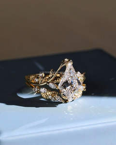 IGI/ Lab Grown Kite Cut Diamond Vintage 14k Jaune Mariage/Bague de fiançailles Unisexe Fine Or Blanc Anniversaire Fête Digne - Product Image 3