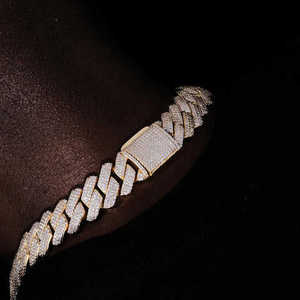 Stylish Wide Iced Link Necklace Brilliant Stone Hip Hop Style Luxury Statement <b>Chain</b> Modern Fashion Jewelry Elegant Gift Wear - Product Image 4