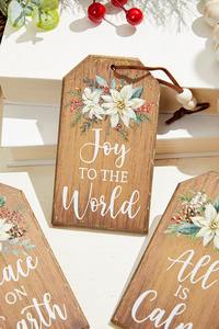 Adornos Navideños Hechos a Mano de Metal Ecológico y Duradero, Letreros Colgantes Rústicos con Diseño Floral de Flor de Pascua, Decoraciones Vintage para Árboles de Navidad - Product Image 2