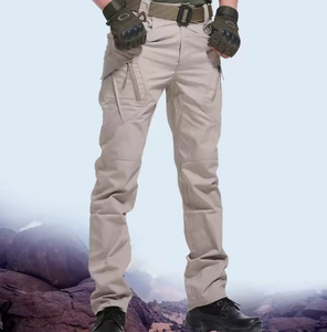 Pantalon cargo tactique noir pour homme, plusieurs poches, séchage rapide, style vêtements de travail, taille élastique, fermeture éclair, pour l'été - Product Image 2