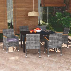 Juego de Comedor de Aluminio Negro con Sillas Grises y Cojines Gris Oscuro para Jardín - Product Image 1