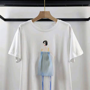 T-shirts d'été pour femmes en coton/polyester, logo personnalisé, haute qualité, écologiques, respirants, décontractés, tricotés, coupe ajustée, manches courtes - Product Image 4