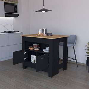 Carrito de cocina de 2 puertas, color negro - Product Image 2