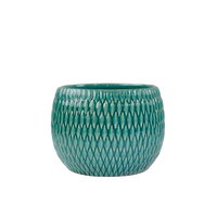 Pot de fleurs en céramique émaillée moderne et écologique avec motif diamant et trou de drainage pour plantes d'intérieur/extérieur, décoration de jardin et de maison