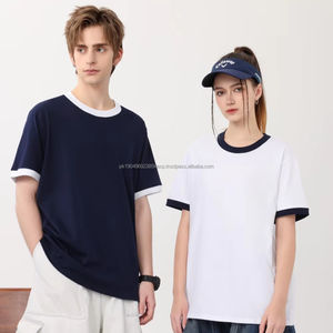 T-shirt unisexe en coton 200gsm Trendy Color Blocking Regular Fit O-Neck Shirts Custom Design for Men Women 100% Cotton Material - Product Image 1