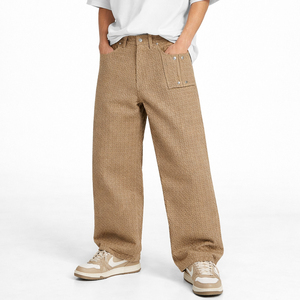 Jeans de Mezclilla Gris Selvedge con Textura Sólida en Relieve, Peso Medio, Transpirables, Estilo Vintage, Personalizados OEM, para Hombre, Otoño, Invierno, Primavera - Product Image 6