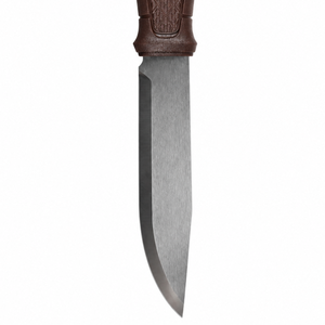 Cuchillos de exterior de hoja fija marrones con hoja de acero plateado, agarre texturizado de diamante, funda de cuero marrón y presilla para cinturón para camping y senderismo - Product Image 2