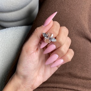 Anillo de Compromiso de Oro Sólido de 18K con Baño de Rodio, Certificado IGI, con Cristal, Corte Ovalado, Engaste de Garras, Estilo Floral, para Mujer, ZAYRO EXPORT - Product Image 1