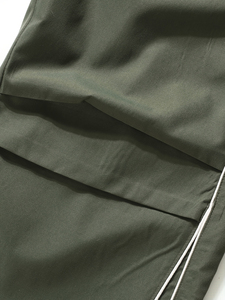 Pantalones Paracaídas Verdes de Pierna Recta con Raya Lateral, Cintura con Cordón, Secado Rápido, Poliéster, Casuales, Largos, Color Sólido - Product Image 5