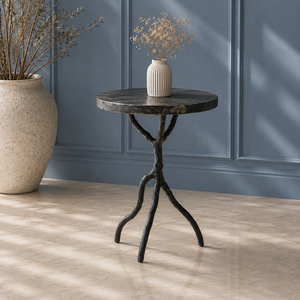 Modern Minimalist <b>Round</b> <b>Coffee</b> <b>Table</b> with Metal Frame and <b>Black</b> Finish for Living Room Furniture - Product Image 5