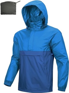 <b>Men's</b> Waterproof Hooded <b>Half</b>-<b>Zip</b> Racer <b>Jacket</b> Vintage Autumn Color Blocking Nylon Outerwear with Pockets Regular Fit 220g - Product Image 6