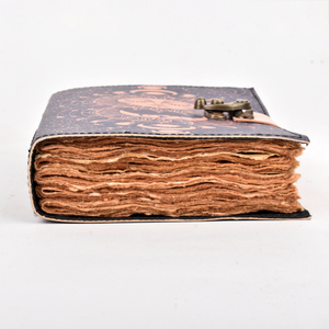 Celestial Sun Moon Leather Journal A5 Handmade <b>Lock</b> <b>Diary</b> Astrology Theme Vintage Writing Dairy Spiritual Gift Journal Premium - Product Image 4