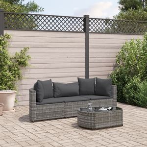 Ensemble de 3 canapés de patio en rotin PE gris résistant aux UV, collection de meubles de jardin - Product Image 1