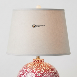 Lampe de table artisanale avec incrustation florale rose |   Éclairage décoratif design pour la maison - Product Image 5