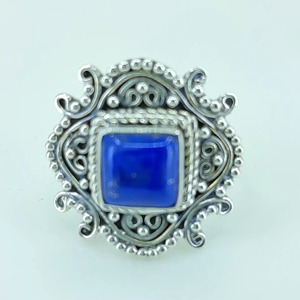<b>Lapis</b> <b>Lazuli</b> <b>Ring</b> 925 Sterling Silver Handmade Boho Statement Promise Jewelry for Women Natural Cushion Shape Gemstone Jewelry - Product Image 6