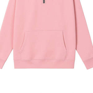 Sweat-shirt unisexe rose à col montant zippé, manches régulières, en molleton bouclette, coupe oversize, décontracté, pour l'automne - Product Image 2
