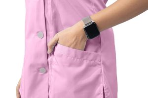 Conjunto de uniforme médico rosa para mujer, de rayón y poliéster, tejido sin costuras, con detección de agujas, para hospital (pantalón y top) - Product Image 3