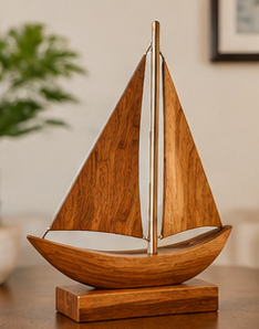 Contemporary High Quality Wooden Sailboat Model Ornament Scenic Smooth Sailing Boat Decor for Living Room <b>TV</b> Cabinet Office Desk - Product Image 1