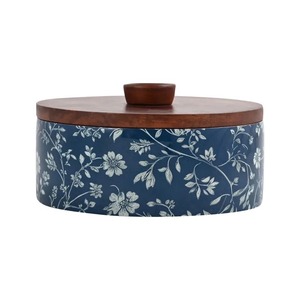 Wooden Polished Enamel Coated Durable Insulated Non-Stick Casserole <b>Lid</b> Eco-Friendly Minimalist Design Handmade 20cm Storage Box - Product Image 1