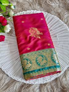 Collection Premium de Saris en Soie Paithani avec Motifs Animaux sur Toute la Surface et Bordure Riche, Tissage Pallu Peshwai, Mode Féminine - Product Image 6