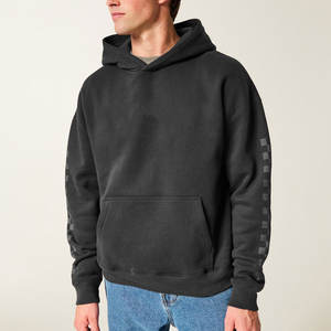 Sweat-shirts à capuche pour hommes, style vintage épais, noir, avec manches latérales design, logo personnalisé, grandes tailles, effet délavé à l'acide - Product Image 2