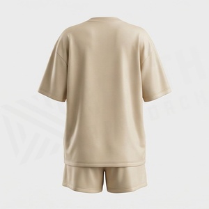 Women's 2 Piece <b>Knitted</b> Solid Color Loose Fit Crew Neck Short Sleeve T Shirt and Above Knee Shorts <b>Set</b> Casual Spring Summer Wear - Product Image 2