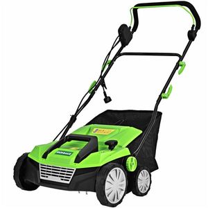 Aérateur électrique manuel de pelouse de 13 pouces, 12 ampères, avec lames amovibles et sac de collecte de 50 L, scarificateur pour greens - Product Image 1