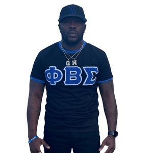 Chemise à col contrastant en chenille noire de qualité supérieure Phi Beta Sigma pour hommes, coupe confortable, vêtements de fraternité grecque de haute qualité, tenue décontractée - Product Image 1