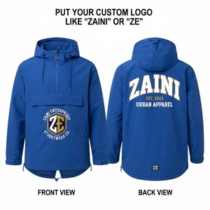 <b>Men</b> Windbreaker <b>Jacket</b> Premium Polyester Shell 80 GSM Royal Blue <b>Pullover</b> Non-Hooded <b>Jacket</b> Custom Digital Printed Logo Outdoor - Product Image 1