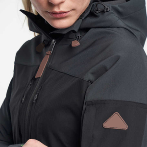 Parka Negra con Capucha para Mujer, Manga Larga, Cierre de Cremallera, Resistente al Viento, Estilo Casual, Color Sólido, Largo Regular - Product Image 4