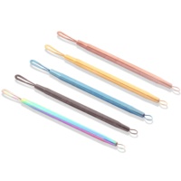 Kit d'outils de soin du visage en acier inoxydable à double extrémité, extracteur de points noirs et de boutons à pointe fine, traitement de l'acné
