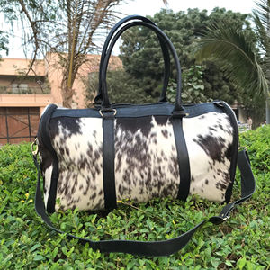 Sac de voyage en cuir véritable fait main - Sac de voyage léger et tendance de grande capacité avec fermeture éclair et sangle réglable LHODB-0131 - Product Image 1