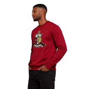 Kappa Alpha Psi Krimson & Kream Crest Chenille Pocket <b>Crewneck</b> True To Size Premium Fleece Embroidered Fraternity Apparel - Product Image 3