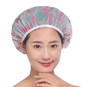 Cute Cherry / Heart Print Shower Cap Adjustable Bath Hat with Elastic Band Bathroom Supplies - Product Image 4