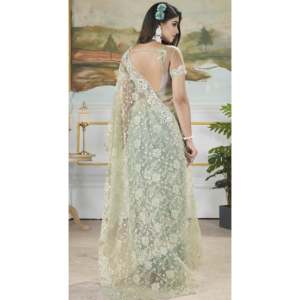 Saree de broderie de créateur pour la fête Portez des robes de carrière élégantes Look - Product Image 3
