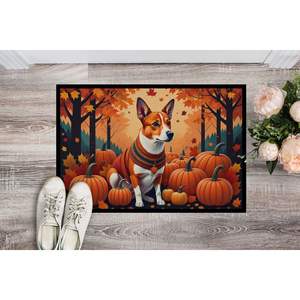 Red Basenji Fall Doormat Non-Slip Washable Low Pile 24H X 36W Indoor and <b>Outdoor</b> Entryway <b>Mat</b> for Front Door - Product Image 2