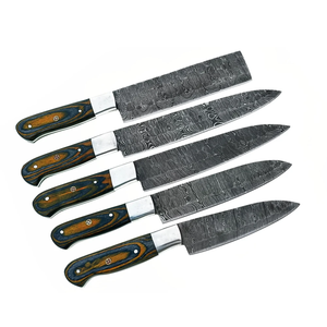 Ensemble de couteaux de chef en acier damas à 67 couches, fabriqués à la main, 5 pièces, manche en bois, ambidextres, durables, couverts de cuisine professionnels - Product Image 6