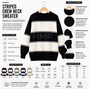HMR Sisterhood Sorority Acrylic Contrast Color Black Striped Knitted Sweater Crew Neck Long Sleeve Casual Wear - Product Image 6