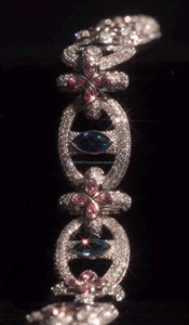Handcrafted Pink Flower Tennis <b>Bracelet</b> Featuring Premium Lab Grown Diamonds And Fine Jewelry Appeal - Product Image 3