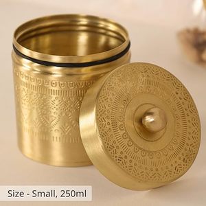Handmade Brass Container Low Price Storage <b>Jar</b> for Dry Fruits Spices and Kitchen Use Brass Storage Container - Product Image 4