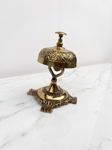 Handmade Vintage Gold Brass Desk <b>Bell</b> Round <b>Service</b> <b>Bell</b> for Hotel Office Home Decor - Product Image 2